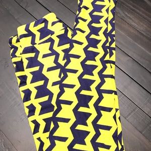 Lularoe blue and yellow leggings OS